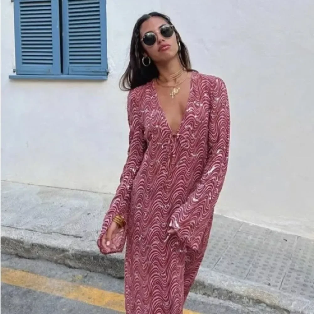 ZARA NWT WOMAN BEADED MIDI DRESS PINK - Picture 11 of 11